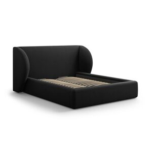 Micadoni Home Lit coffre avec tête de lit 200x200cm en tissu velours noir - Publicité