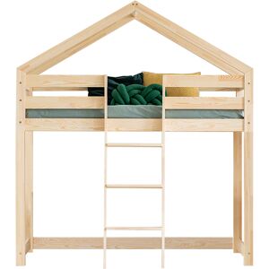 Tendresse de bébé Lit cabane mi-hauteur 90x190 sommier inclus naturel Beige 203x205x121cm