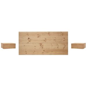 Decowood Ensemble tête de lit et tables de chevet en bois marron 200x80cm - Publicité