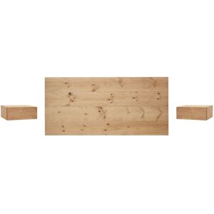 Decowood Ensemble tête de lit et tables de chevet en bois marron 180x80cm - Publicité