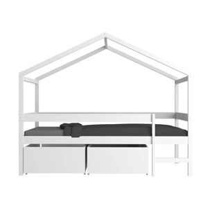 CAMIF Lit cabane + tiroirs en bois et MDF blanc 90 x 190 cm