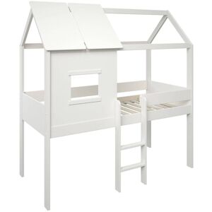 CAMIF Lit cabane avec rangements effet bois blanc 90 x 200 cm