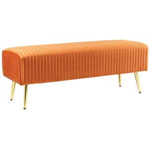 Beliani Bout de lit en velours orange Orange 118x42x40cm