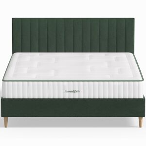 Homifab Pack lit 140x190 en velours vert + Matelas latex - Publicité