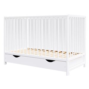 Premiers Moments Lit bebe evolutif en bois blanc et pin avec tiroir - 120x60 cm