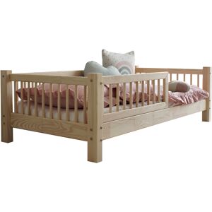 Tendresse de bebe Lit 90x200 barriere et sommier inclus pieds 10 cm naturel