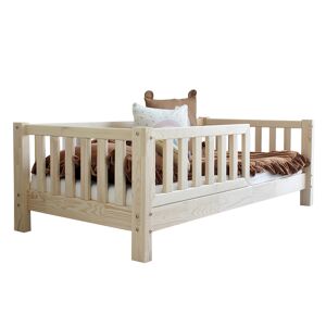 Tendresse de bebe Lit 90x190 barriere et sommier inclus pieds 10 cm naturel