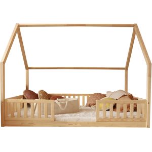 Tendresse de bebe Lit cabane 140x200 barrieres et sommier inclus pieds 1 cm naturel