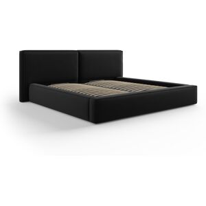 Micadoni Home Lit coffre avec tête de lit 200x200cm en tissu velours noir - Publicité