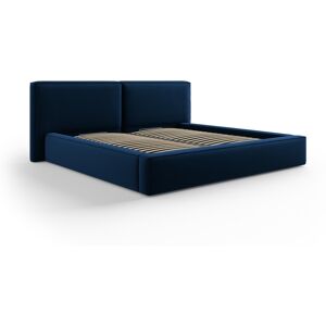 Micadoni Home Lit coffre avec tête de lit 200x200cm en tissu velours bleu roi - Publicité