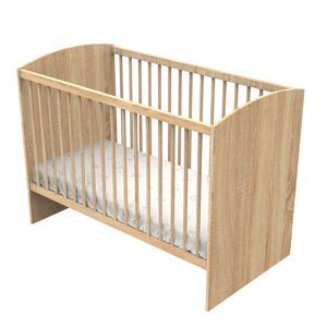 Sauthon Lit bebe 120 x 60 avec tetes de lit arrondies en bois decor chene dore