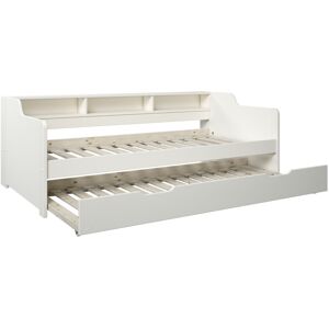 Alfred et Compagnie  Lit avec lit gigogne pin massif blanc 90x200