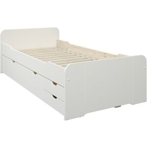 Alfred et Compagnie  Lit multi-rangements pin massif blanc 90x200