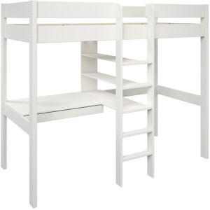 Alfred et Compagnie  Lit mezzanine avec bureau pin massif blanc 90x200