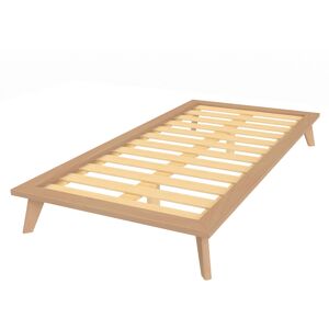 Alfred et Compagnie  Lit plateforme en hetre naturel 90x200