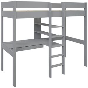 Alfred et Compagnie  Lit mezzanine avec bureau pin massif gris 90x200