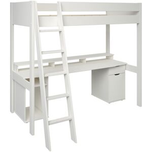 Alfred et Compagnie  Lit mezzanine avec bureau pin massif blanc 90x200