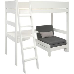 Alfred et Compagnie  Lit mezzanine avec bureau et chauffeuse pin massif blanc 90x190