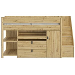 Gami Lit combiné réversible avec bureau effet bois chêne beige 90cm x 200cm - Publicité