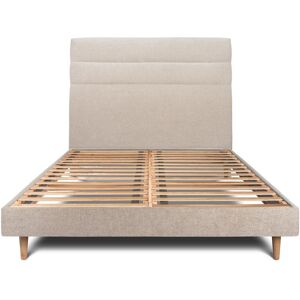 Sommeil de Plomb Lit avec tête de lit lignes tissu et sommier kit Beige brun 180x200 - Publicité