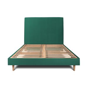 Sommeil de Plomb Lit avec tête de lit tapissier velours et sommier kit Vert 200x200 - Publicité