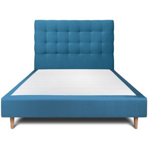 Sommeil de Plomb Lit avec tete de lit capitonnee velours et sommier Bleu ocean 150x190