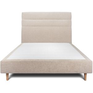 Sommeil de Plomb Lit avec tete de lit lignes tissu et sommier tapissier Beige brun 150