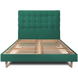 Sommeil de Plomb Lit avec tête de lit capitonnee velours et sommier kit Vert 180x200 - Publicité