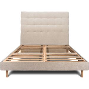 Sommeil de Plomb Lit avec tête de lit capitonnee tissu et sommier kit Beige brun 180x20 - Publicité