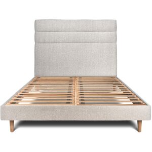 Sommeil de Plomb Lit avec tête de lit lignes bouclette et sommier kit Beige clair 180x2 - Publicité