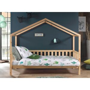 Nateo Concept Lit cabane enfant 90x200 en pin massif THEO - Bois - Publicité