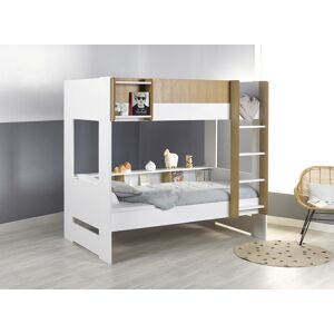 Nateo Concept Lit superposé avec rangement 90x190 MANLY - Blanc/Chêne