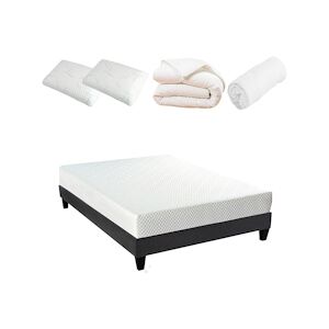 Bellecour Ensemble Matelas Mémoire de forme + Sommier + Accessoires 140x190 cm ABSOLU BELLECOUR