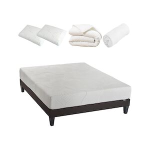 Olympe Literie Ensemble Matelas Mémoire de forme + Sommier + Accessoires 140x200 cm OSLO OLYMPE LITERIE