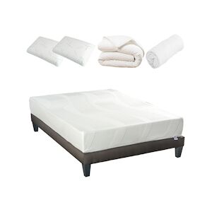 Bellecour Ensemble Matelas Mémoire de forme + Sommier + Accessoires 180x200 cm PARIS BELLECOUR