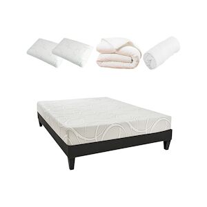 Olympe Literie Ensemble Matelas Mémoire de forme + Sommier + Accessoires 160x200 cm EUPRAXIE OLYMPE LITERIE