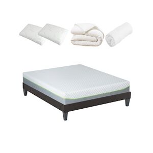 Olympe Literie Ensemble Matelas Mémoire de forme + Sommier + Accessoires 140x200 cm ANTHEA OLYMPE LITERIE