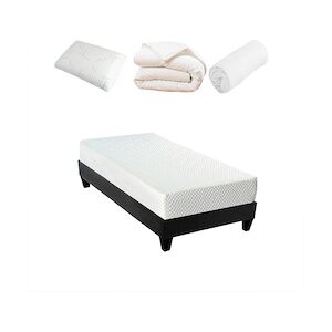 Bellecour Ensemble Matelas Mémoire de forme + Sommier + Accessoires 90x200 cm ABSOLU BELLECOUR