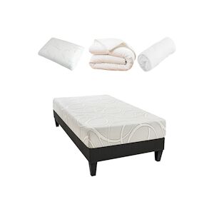 Olympe Literie Ensemble Matelas Mémoire de forme + Sommier + Accessoires 90x200 cm POSEIDON OLYMPE LITERIE