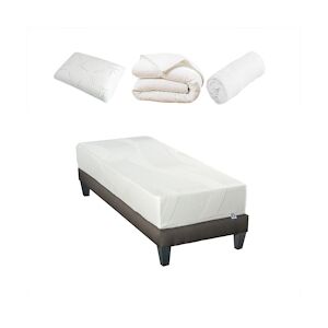 Bellecour Ensemble Matelas Mémoire de forme + Sommier + Accessoires 90x200 cm PARIS BELLECOUR