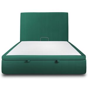 Non communiqué Lit coffre 200x200cm avec tête de lit tapissier Velours Vert - Hauteur totale : 39cm Vert - Publicité