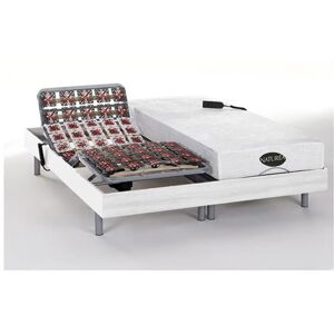 Non communiqué Lit électrique relaxation tout plots matelas mémoire de forme et bambou LYSIS III de NATUREA - moteurs OKIN - 2 x 70 x 190 cm - blanc - Publicité