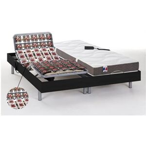 Non communiqué Lit électrique relaxation tout plots matelas 100% latex 3 zones JUPITER de DREAMEA - Noir - 2 x 70 x 190 cm - moteurs OKIN - Publicité