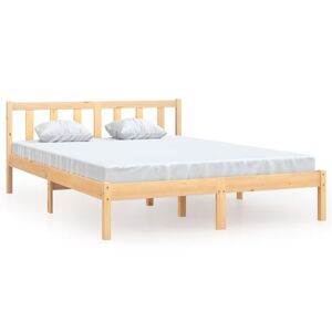 Non communiqué Cadre de lit bois de pin massif 120x190 cm petit double Marron - Publicité