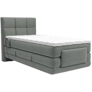 Non communiqué Ensemble complet boxspring tête de lit capitonnée + sommiers relaxation électrique + matelas + surmatelas - 100 x 200 cm - Tissu - Gris clair - LODI de PALACIO Gris clair - Publicité