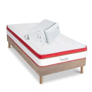 Non communiqué Matelas Altesse Mousse Accueil Mémoire de forme+ sommier bois + accessoires - 90 x190 cm - Publicité