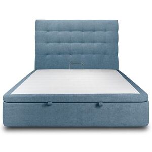 Non communiqué Lit coffre 200x200cm avec tête de lit capitonnee Tissu Bleu - Hauteur totale : 39cm Bleu océan - Publicité