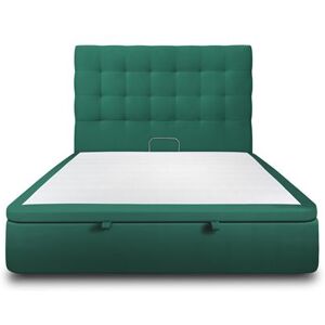 Non communiqué Lit coffre 180x200cm avec tête de lit capitonnee Velours Vert - Hauteur totale : 39cm Vert - Publicité