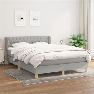 Non communiqué vidaXL Sommier à lattes de lit avec matelas Gris clair 140x190cm Tissu Gris clair - Publicité