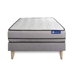 Non communiqué Ensemble matelas ACTIMEMO 120x190cm 2 faces à MÉMOIRE DE FORME 3zones de confort + sommier KIT gris - Publicité